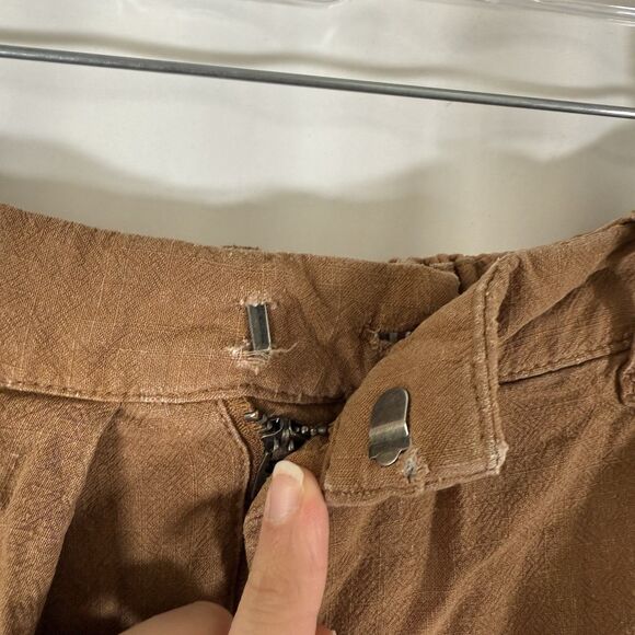 Free People Pants Women's Large Brown Linen Blend Wide Leg Pockets - Picture 4 of 12